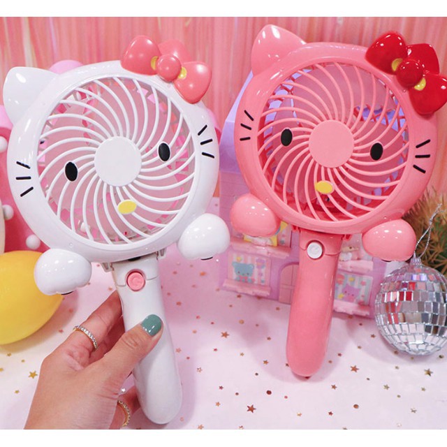 Quạt sạc usbfree shipBH 1 đổi 1 cầm tay mini kiêm để để bàn Hello Kitty, Đorêmon Siêu Đáng Yêu