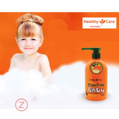 Sữa Tắm Gội 2 Trong 1 Cho Bé Healthy Care Paw Paw Baby Shampoo &amp; Body Wash 500ml