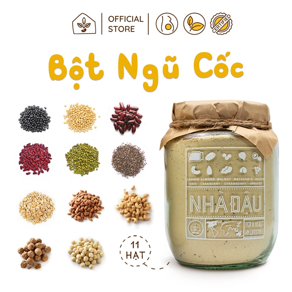 Bột Ngũ cốc dinh dưỡng, ngũ cốc bầu lợi sữa bổ sung dưỡng chất thiết yếu từ 11 hạt cho thai kỳ hũ 250g | Nhà Đậu | 45