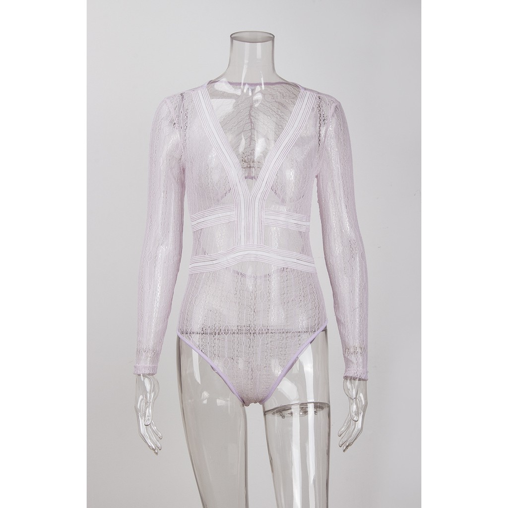 Bodysuit Ren Tay Dài cổ V | BigBuy360 - bigbuy360.vn