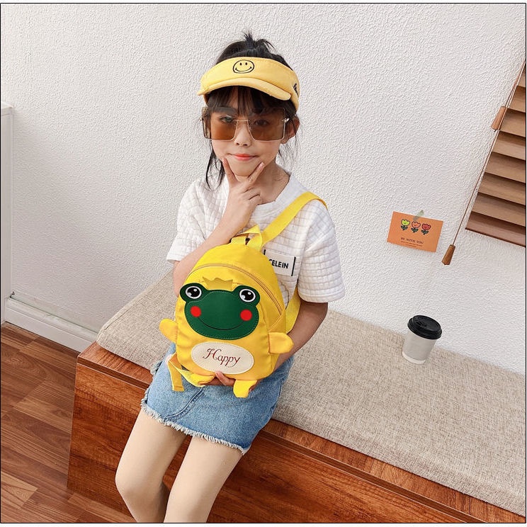 Children's backpack cartoon little frog kindergarten bag Korean style cute men's and women's bag 1-5 years old lost-proof backpack