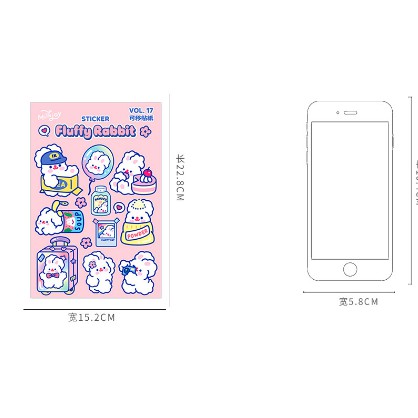 Sticker DIY Dán Trang Trí Thủ Công Cho Điện Thoại/Nhật Ký Hình Thỏ Đáng Yêu - Văn Phòng Phẩm Sáng Tạo