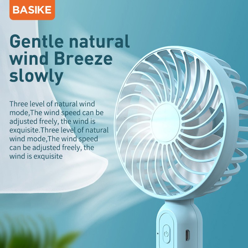 Quạt Cầm Tay BASIKE BSK-FA15 Thiết Kế Nhỏ Gọn Với 3 Mức Điều Chỉnh Tốc Độ Kèm Cáp Sạc | BigBuy360 - bigbuy360.vn