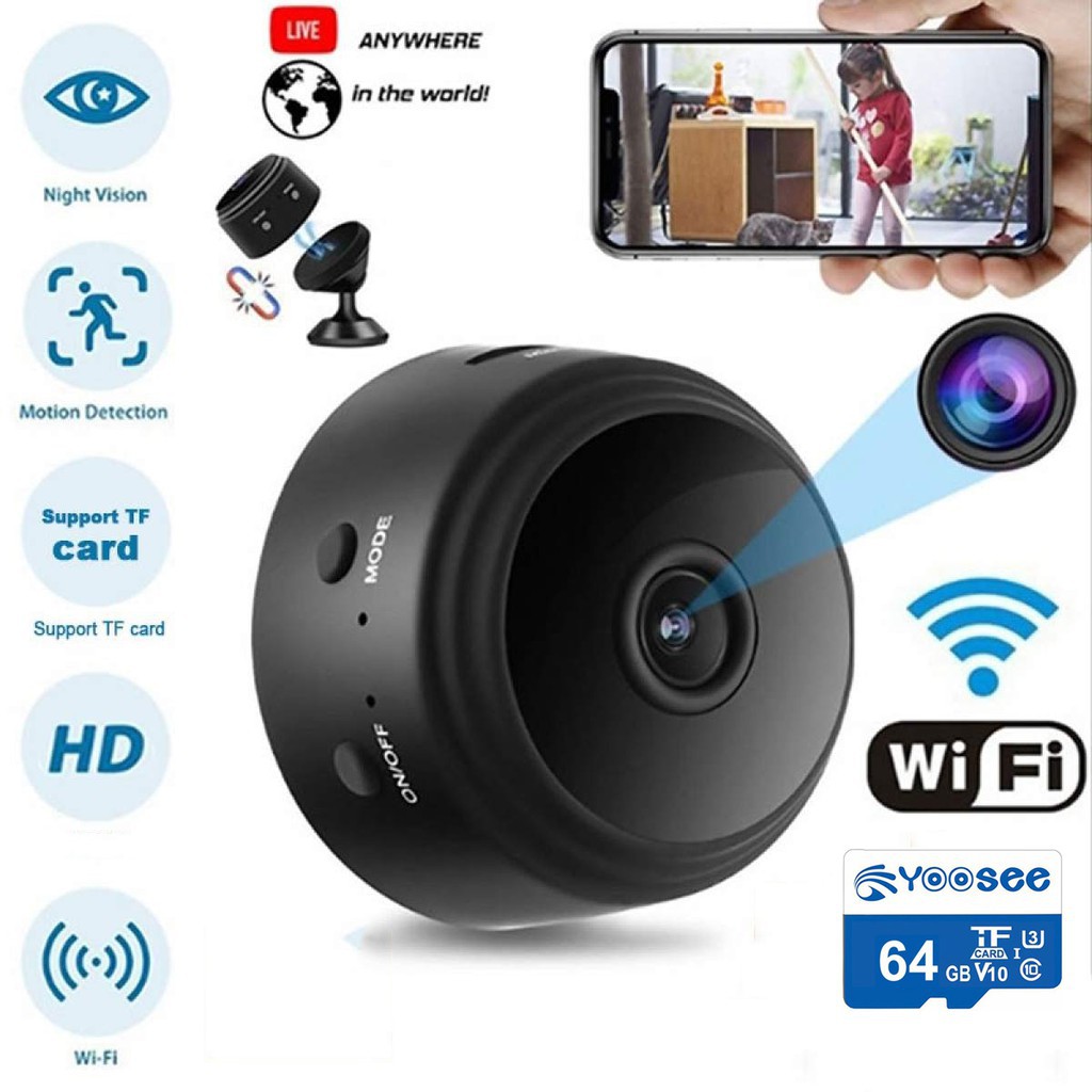 Camera IP WIFI A9 HD Chuẩn nét, Vỏ Kim loại, có Pin