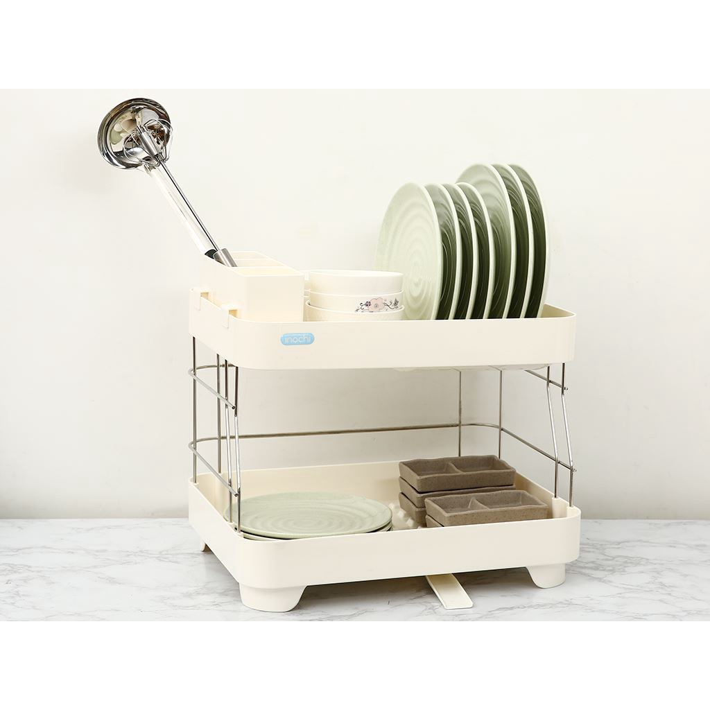 Kệ chén bát 2 tầng INOCHI Tokyo nhựa nguyên sinh úp chén bát có rãnh thoát nước