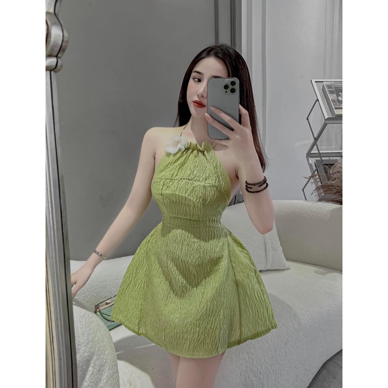 (Free ship) Mẫu Thiết Kế Hợp Thời Trang -- Đầm Xốp Có Mút Hở Lưng Có Lót Quần Đính Bông Rời Mặc Đi Tiệc Đi CHơi UP HHP F