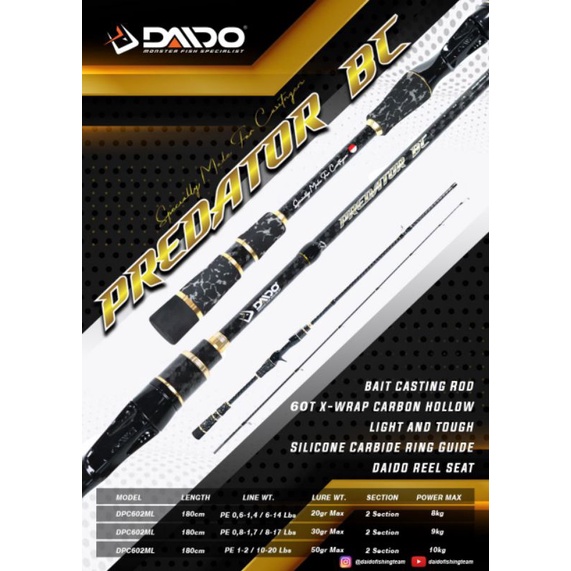 Cần Câu Cá BC & SP DAIDO PREDATOR 602 Chất Lượng Cao