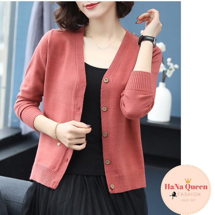 [Sẵn Hàng] Áo len cardigan dáng ngắn,áo khoác len nữ dáng basic chất đẹp