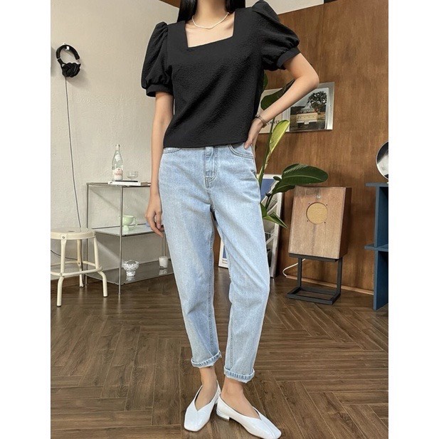 Áo Sơ Mi Cổ Vuông Tay Phồng -AO004
