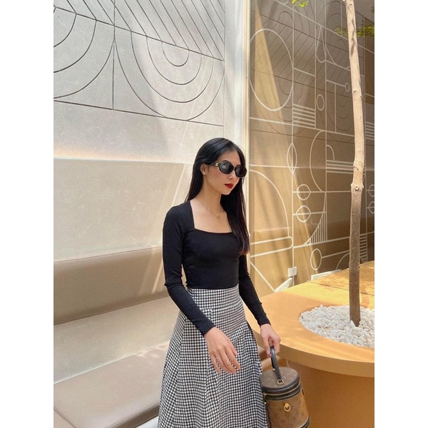 áo dài tay cổ vuông Rosie
