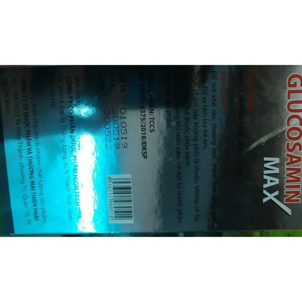 Viên uống GLUCOSAMIN MAX 1500 viên Giúp xương chắc khớp khỏe ngăn ngừa thoái hóa khớp tái tạo mô sụn