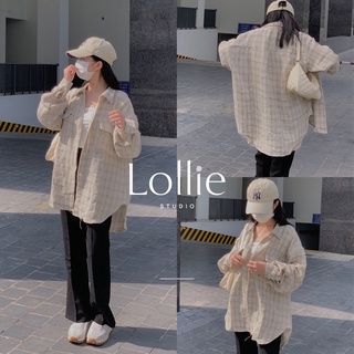 Áo sơ mi dạ túi nắp ngực kẻ ô oversize sa455 lollie studio