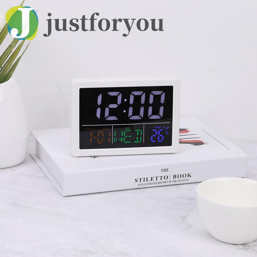 Justforyou Electric Alarm Clock Digital LED Luminous Silent Bedside Thermometer Clock