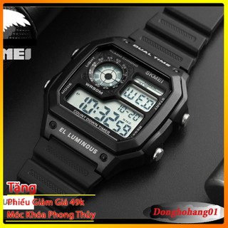 Đồng Hồ Nam SKMEI Chính Hãng Dây Nhựa Cao Cấp 1335 Size 33mm Chống Nước 5ATM Thiết Kế Thể Thao 2 Múi Giờ