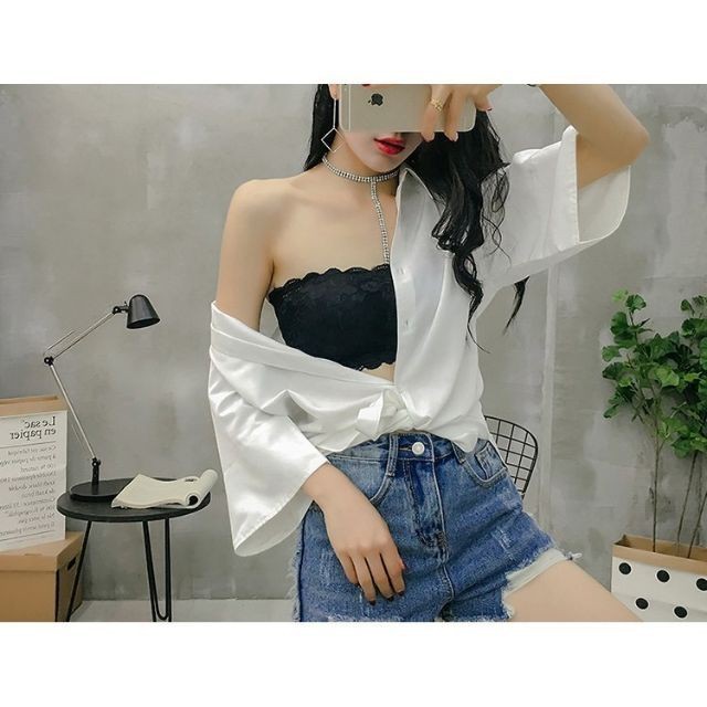 Áo Bra Không Dây Hoa Đào Có Mút Ngực