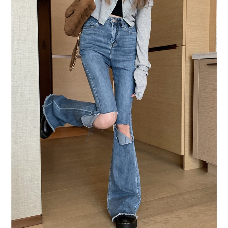 Quần Jeans Skinny Nữ Rách Gối Thời Trang