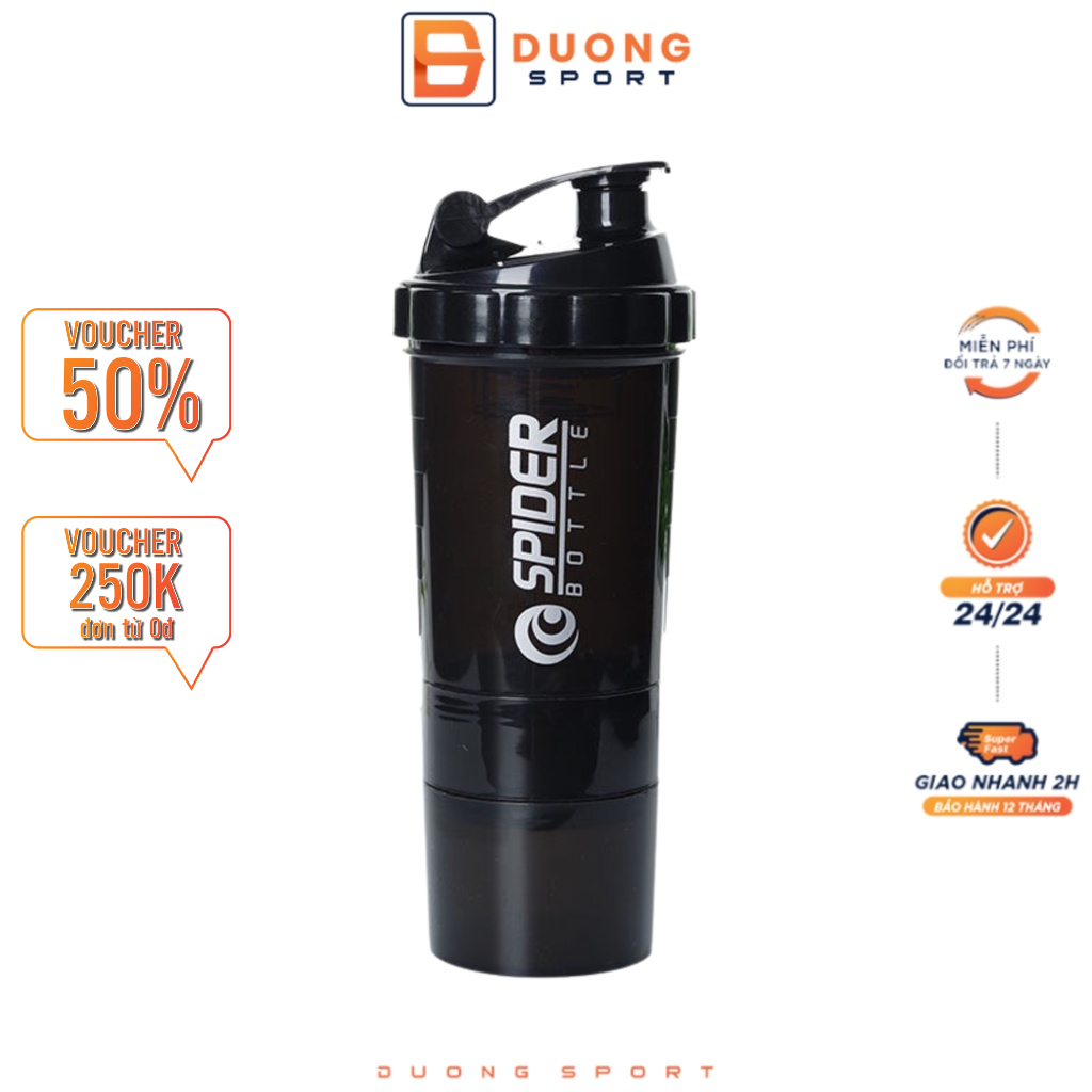 Bình Lắc Whey Bình Nước Thể Thao Tập Gym Shaker Đựng Protein 3 Ngăn Tiện Dụng 500 ML BN0003