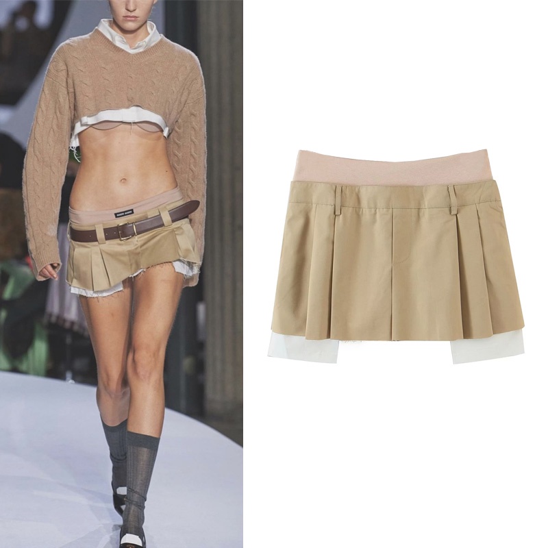 Zara Quần Short Kaki Lưng Cao Có Khóa Kéo Bên Hông Phong Cách Âu Mỹ Thời Trang Mùa Hè Cho Nữ