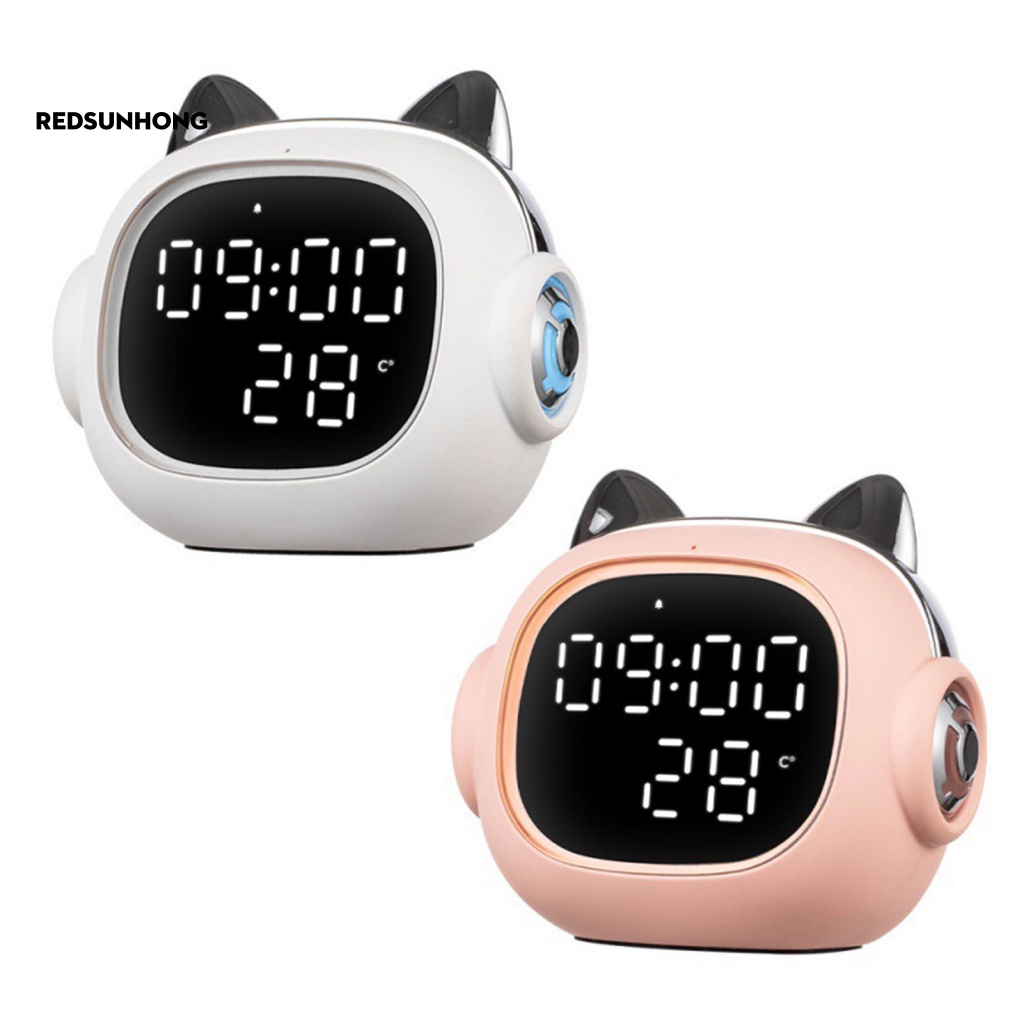 Loa Bluetooth Không Dây Tích Hợp Đồng Hồ Báo Thức Hình Mèo Hoạt Hình