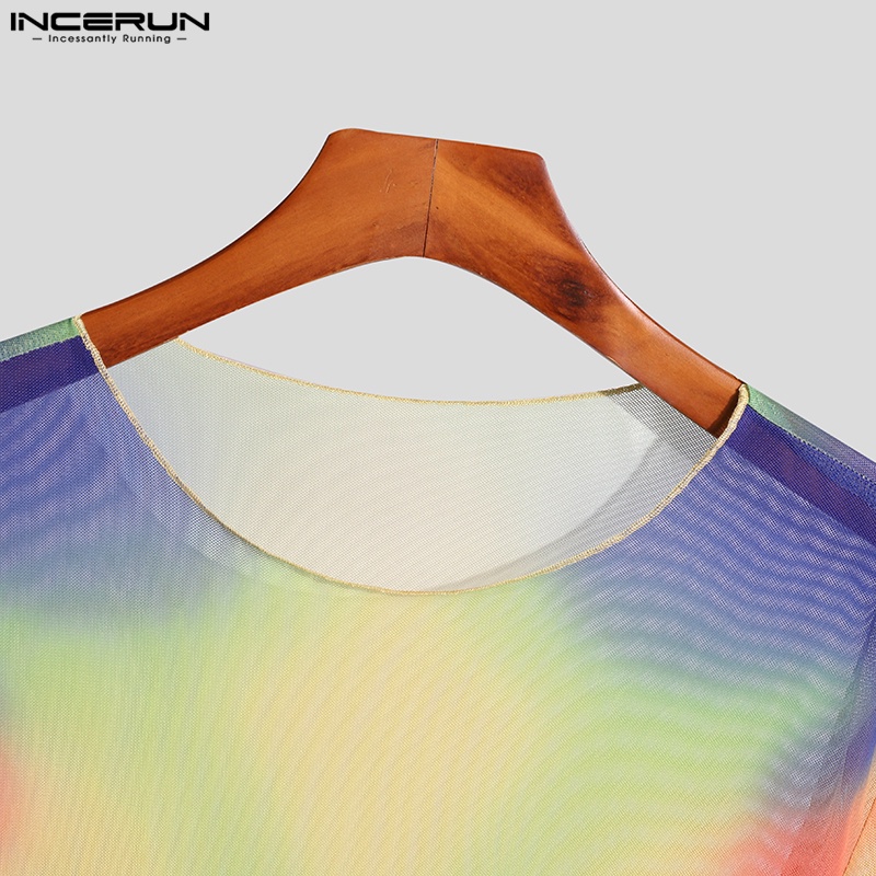 Áo thun INCERUN tay dài cổ tròn in hình hoa cho nam