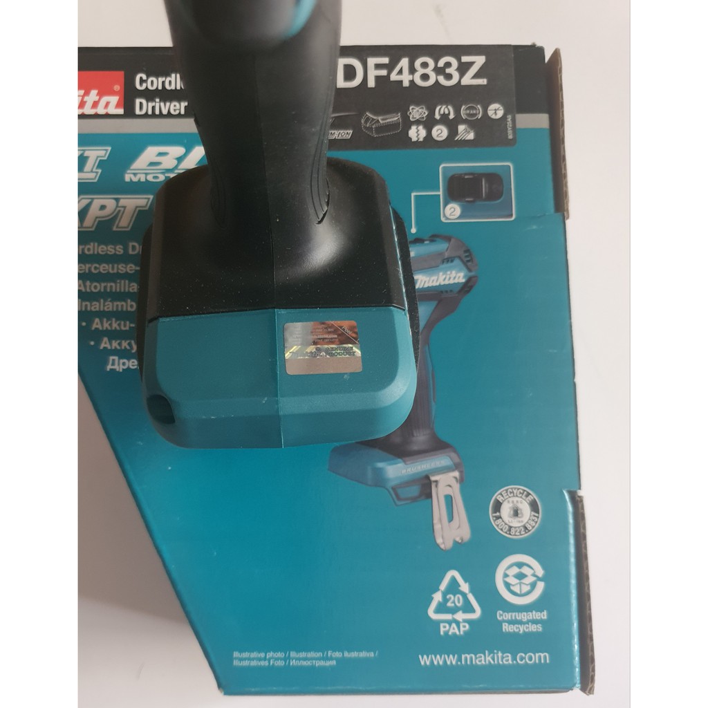 THÂN MÁY KHOAN MAKITA DDF483Z - 18V. 2 CHỨC NĂNG. ĐỌNG CƠ KHÔNG THAN. (SẢN PHẨM CHƯA BAO GỒM PIN VÀ SẠC).