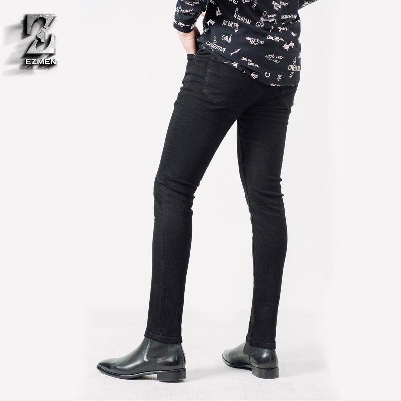 Quần jean EZMEN skinny đen trơn cao cấp.Co giản thoải mái.Skinny jeans in black.JD01