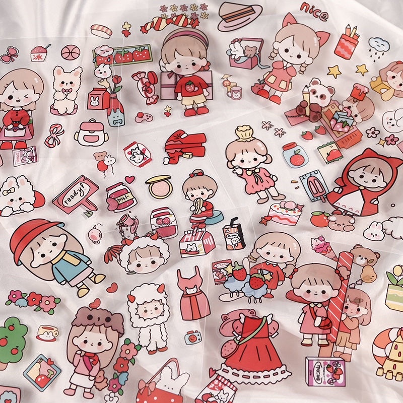Set 100 sticker decal trong chống nước decor siêu xinh