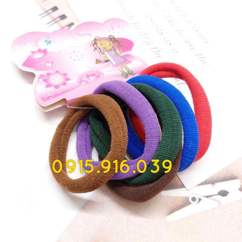 Set 6 Cột tóc nâu tây, buộc tóc thun nhiều màu