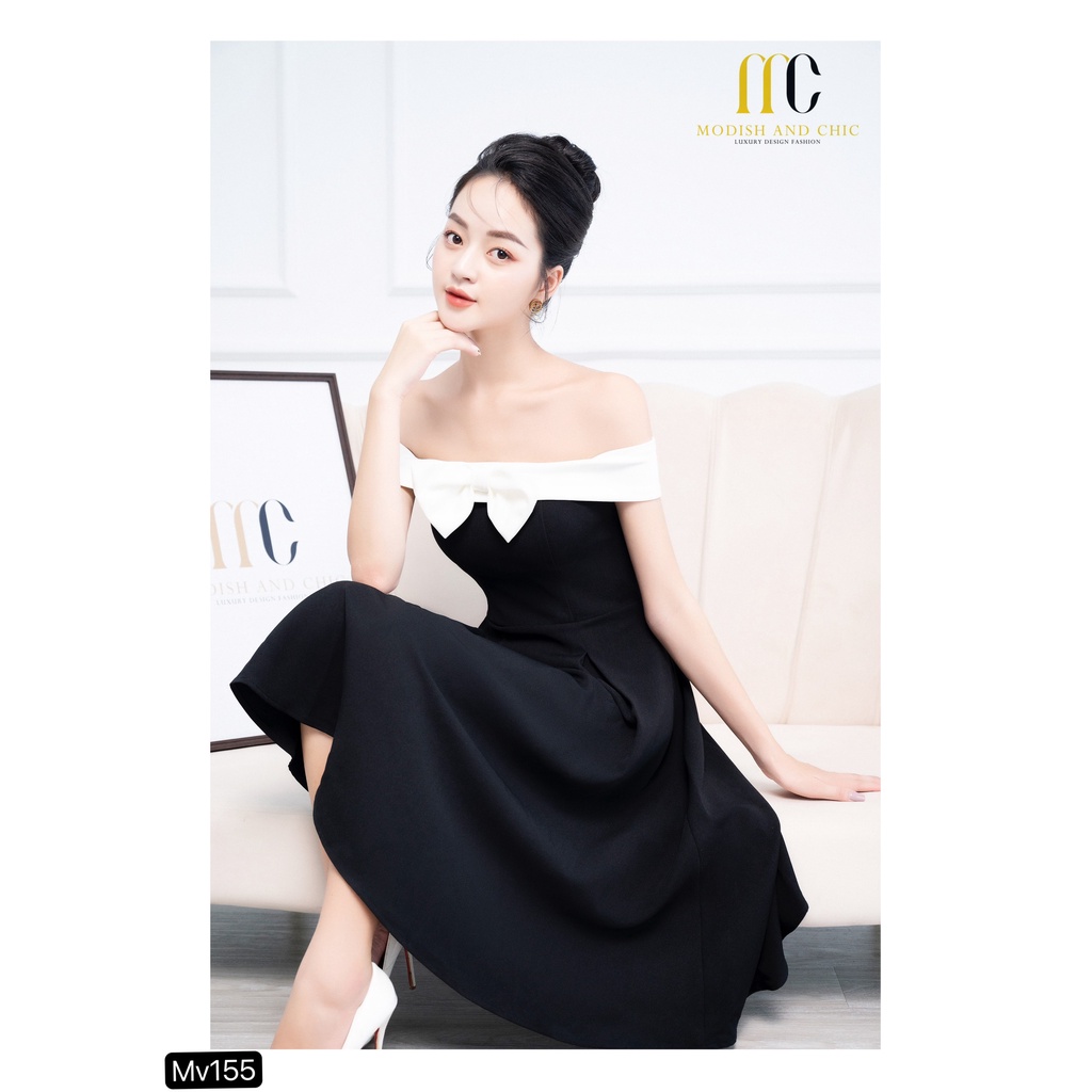 ĐÀM NƠ DỰ TIẾC TRẮNG ĐEN THIẾT KẾ MC Mv155