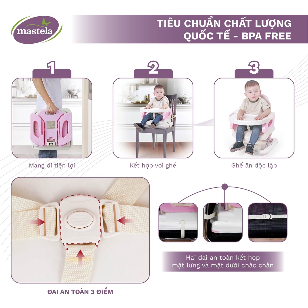 Ghế ăn dặm cho bé Mastela 7110/7112 siêu bền, 4 nấc điều chỉnh độ cao cho bé tự ăn uống, thương hiệu uy tín hơn 10 năm