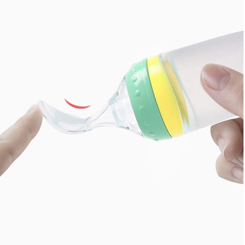 Muỗng Ăn Dặm Bằng Silicon Mềm Kiêm Bình Muỗng 24 Giờ Cho Bé Sơ Sinh Bùn