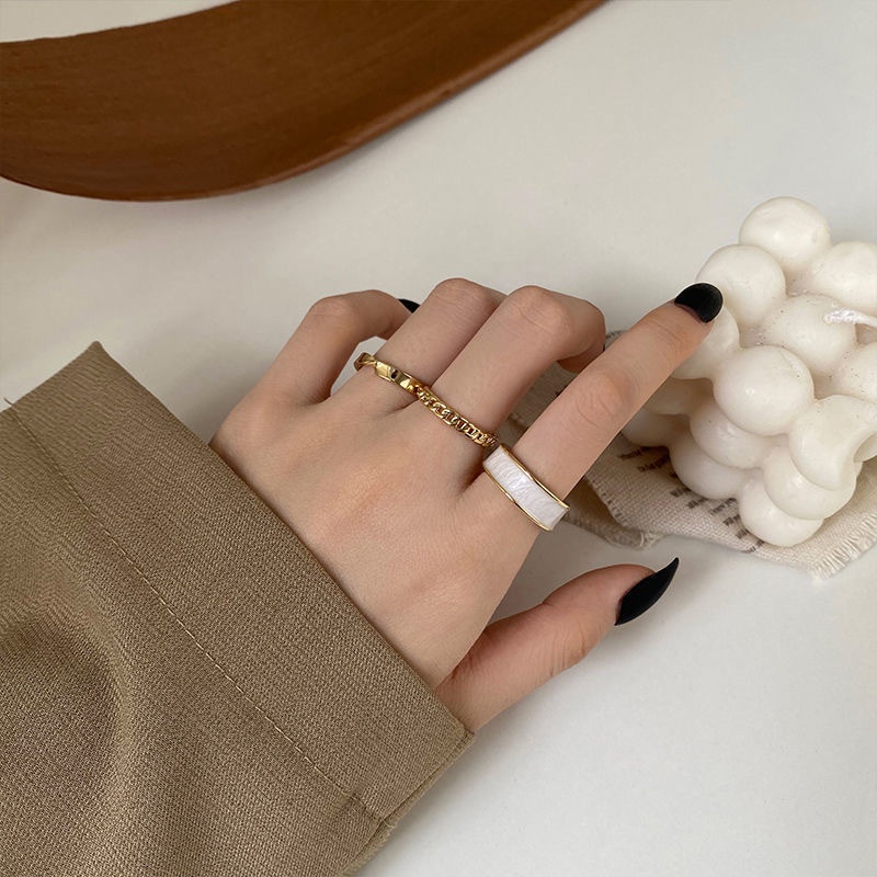 Set Ba Nhẫn Đeo Ngón Tay Thời Trang Hàn Quốc Đơn Giản Có Thể Điều Chỉnh