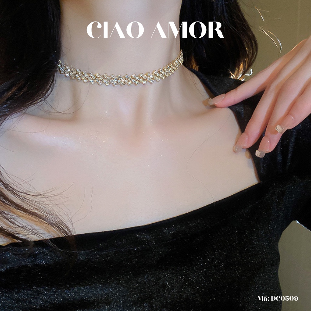Vòng cổ Choker, Dây chuyền sole đính đá lấp lánh dự tiệc sang trọng Trang sức - DC0508