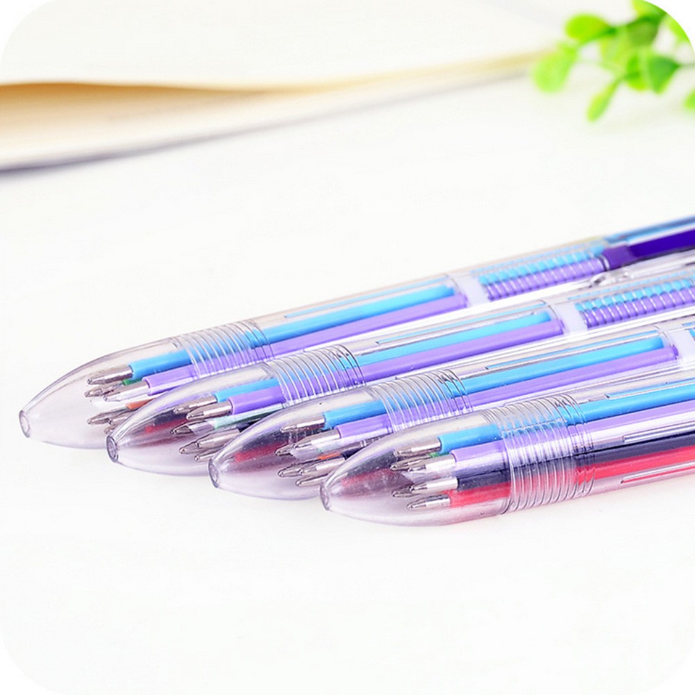 1pcs creative multicolor ballpoint pen Multifunctional press color personality oil pen stationery 6 color pen My living