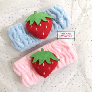 🍓Băng đô rửa mặt - make up trái dâu to