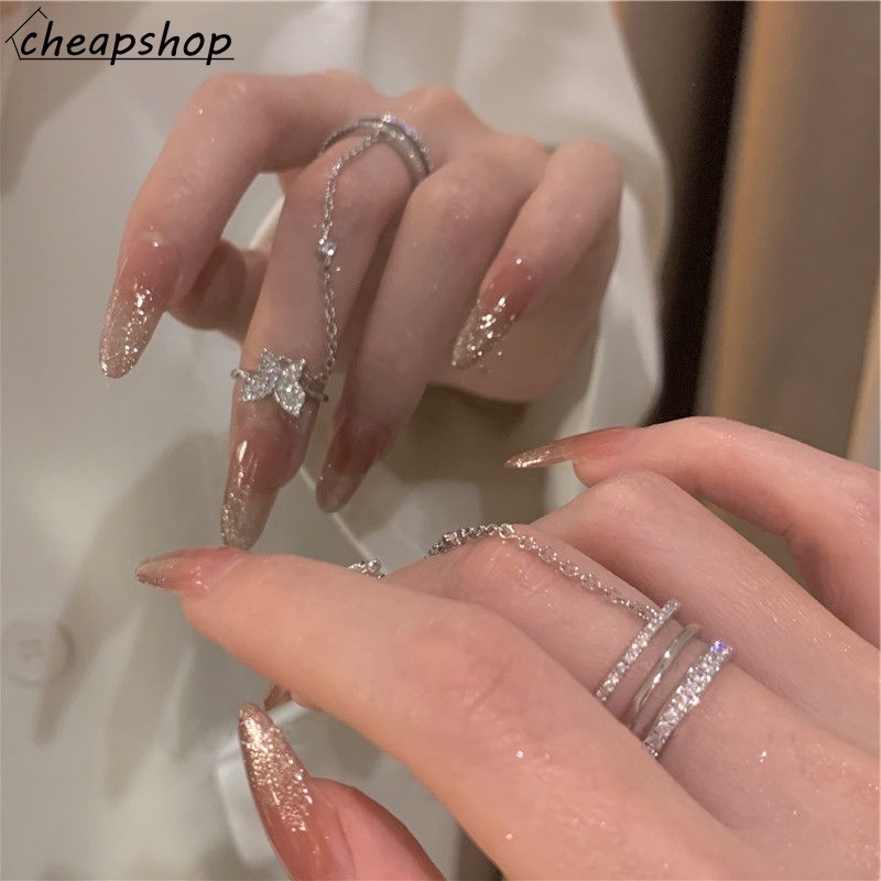 iF YOU Nhẫn   kiểu bướm đính đá phong cách Hàn Quốc