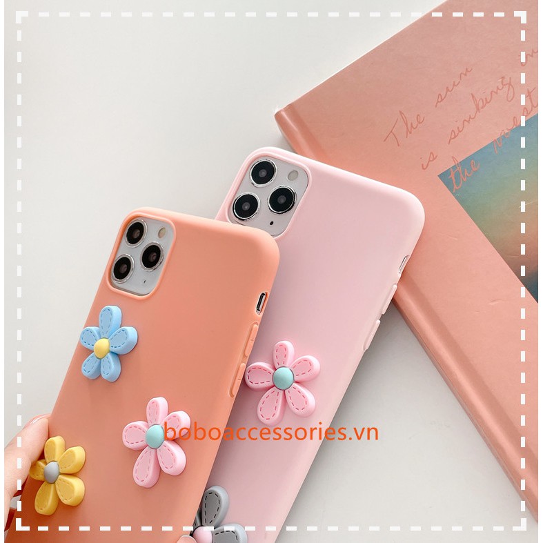 Ốp lưng TPU dẻo hình hoa 3D dễ thương cho iPhone XR X XS Max 5 5S SE 12 Mini 11 12 Pro Max