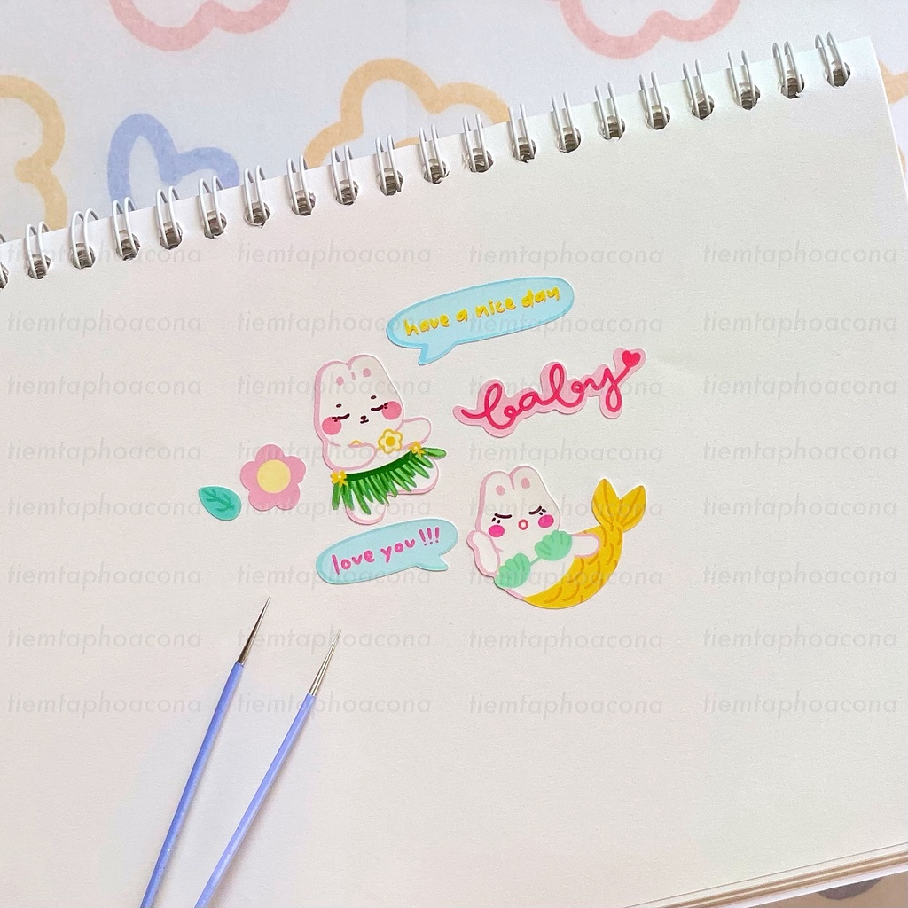 Bunny Bunny Vinyl Sticker sheet - Sticker/ hình dán trang trí cute chống nước - tiemtaphoacona