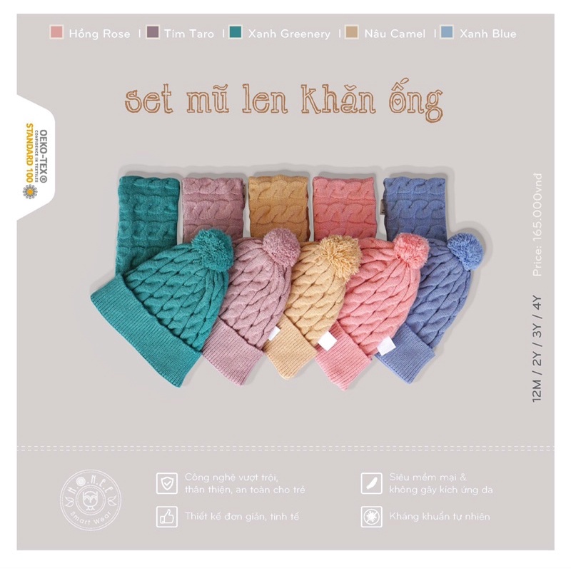 Sale Set mũ và khăn len HRNEE