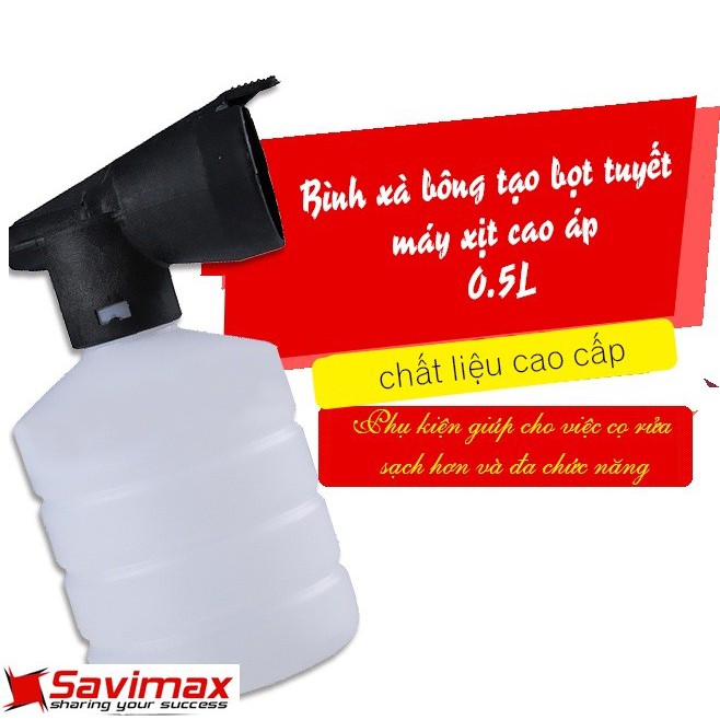 Bình xà bông tạo bọt tuyết máy xịt cao áp - 0.5L, bình tạo bọt tuyết gắn máy rửa xe - BBT