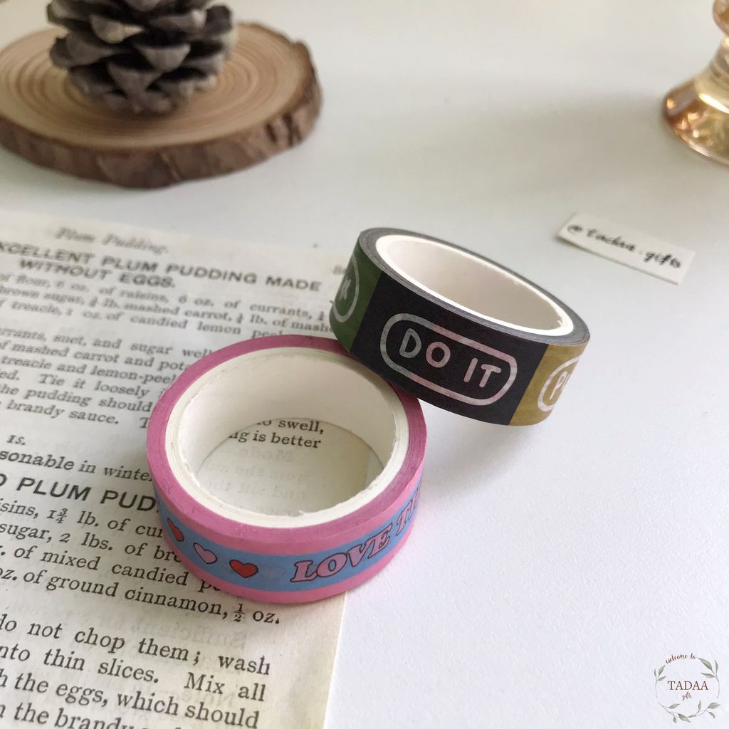 Washi tape chữ tiếng Anh dễ thương băng keo giấy trang trí sổ