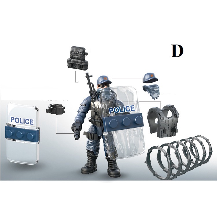 Bộ 6 nhân vật đồ chơi lắp ráp mô hình lính quân đội SWAT