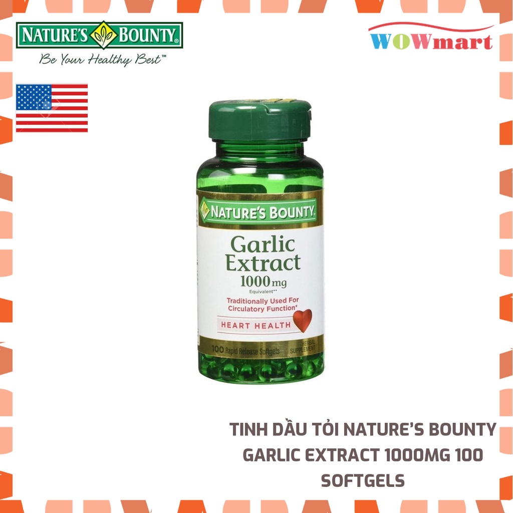 Tinh dầu tỏi Nature’s Bounty Garlic Extract 1000mg 100 Softgels