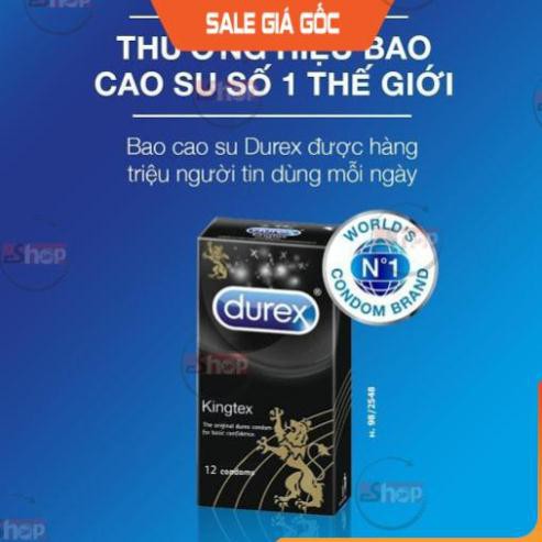 [Hàng Chính Hãng] Bao Cao Su Durex Kingtex Size 49 - 52mm - Hộp 12 cái, Bcs Ôm Sát Kéo Dài Thời Gian Yêu, Cảm Giác Thật