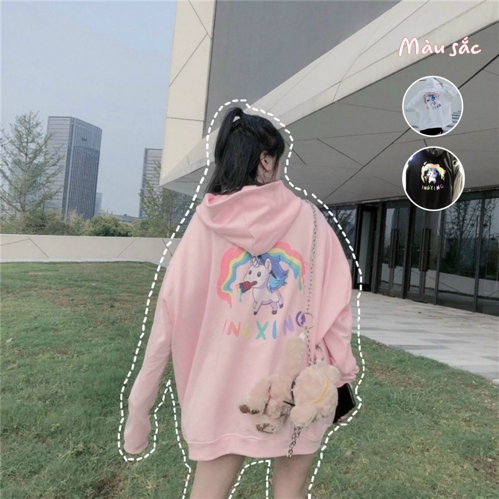 Áo khoác hoodie ❤️FREESHIP❤️ Áo hoodie nỉ dây kéo unisex cho nam và nữ Freesize in cầu vồng INGXING - KN9