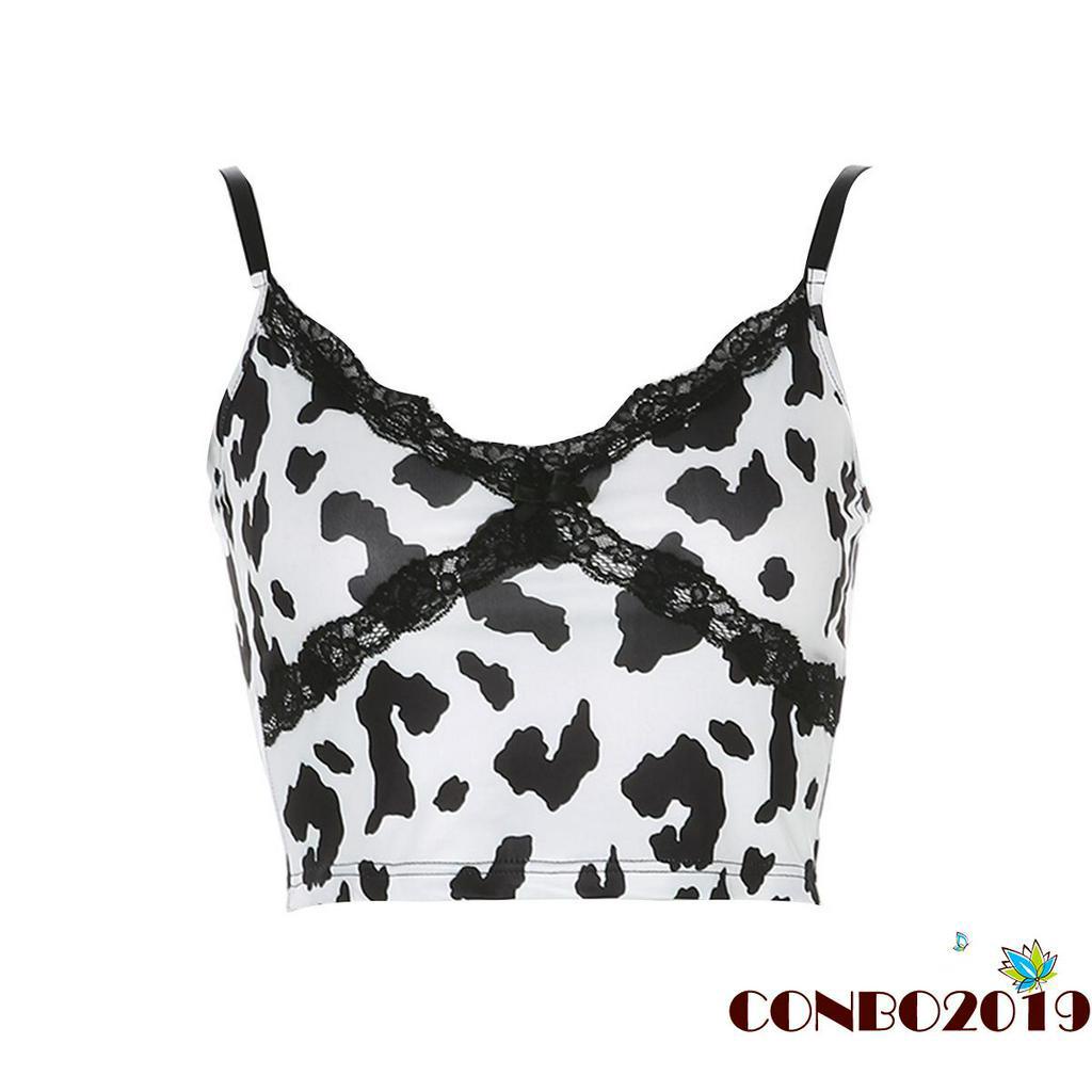 Áo Ống Họa Tiết Bò Sữa Phối Ren Quyến Rũ Dành Cho Nữ | BigBuy360 - bigbuy360.vn