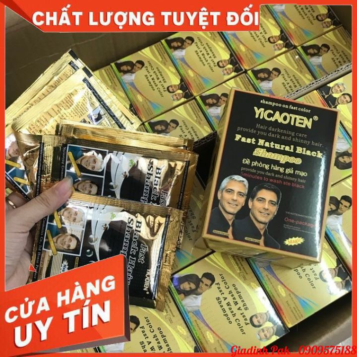 [Chính Hãng] Hộp Dầu Gội Nhuộm Đen Tóc YiCaoTen - Gội Là Đen (Hộp 10 Gói Có Kèm Bao Tay) | BigBuy360 - bigbuy360.vn