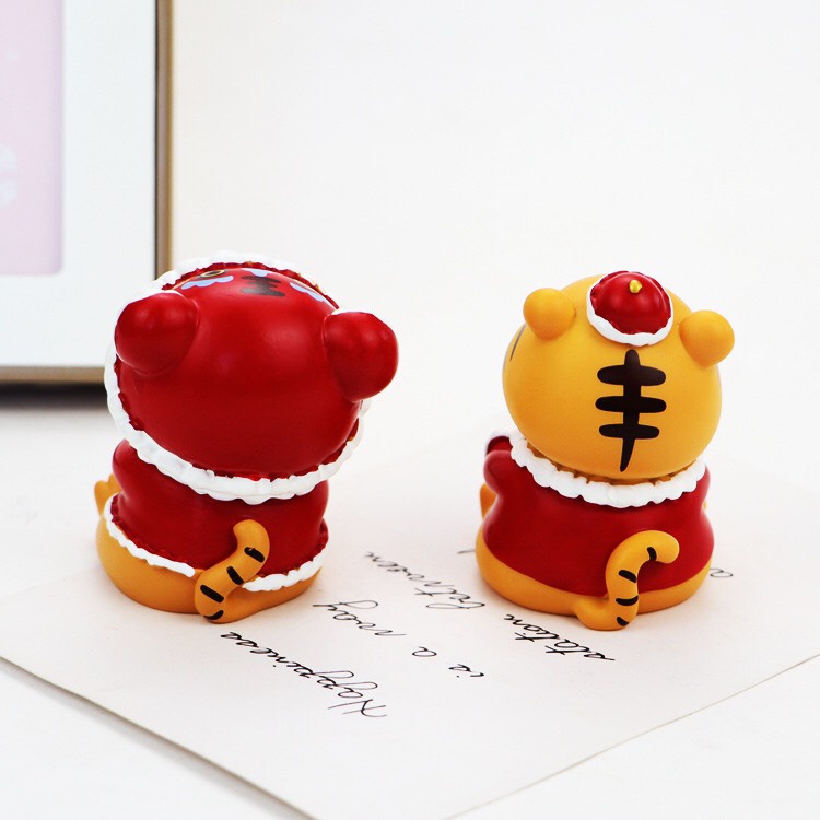 [ Big Size] Set 2 chú hổ mô hình: Thần Tài, Vượt Vũ Môn cao 10cm dùng làm quà tặng, trang trí góc làm việc nhà cửa  Ráp