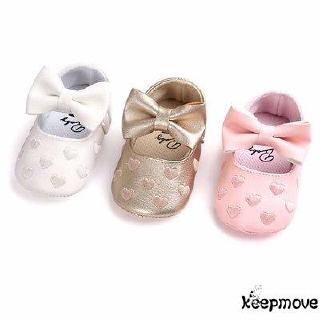 Giày búp bê phối nơ đế mềm tập đi cho bé gái 0-12 tháng