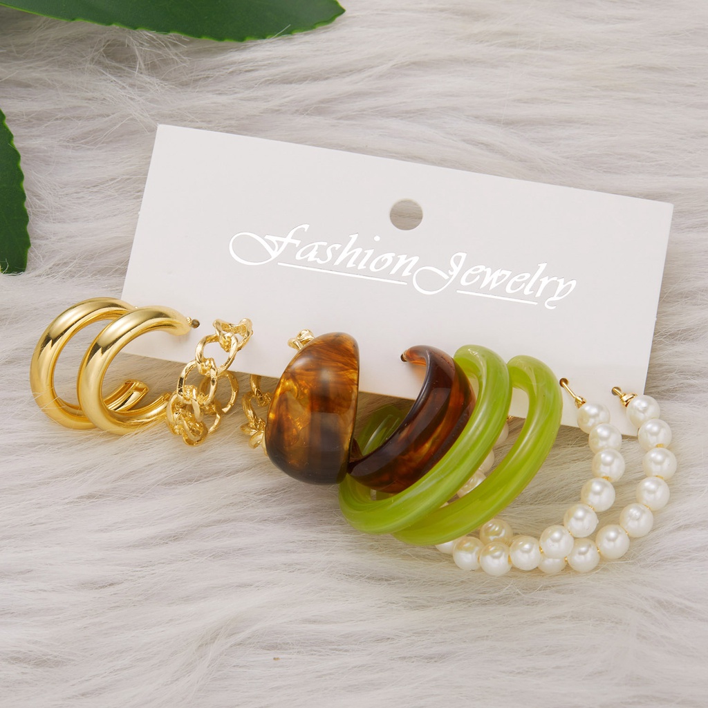 Set 5 đôi bông tai RINHOO hình tròn/ hình bướm thời trang cho nữ